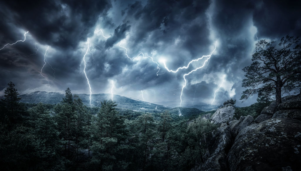 lightning storm in the mountains