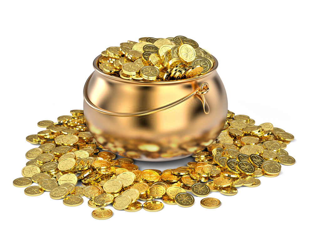 pot of golden coins